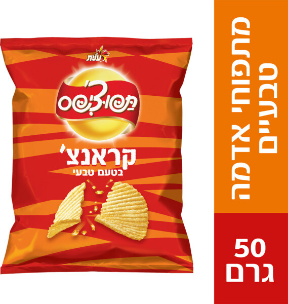 חטיף תפוצ''יפס קראנצ'' בטעם טבעי 50 גרם