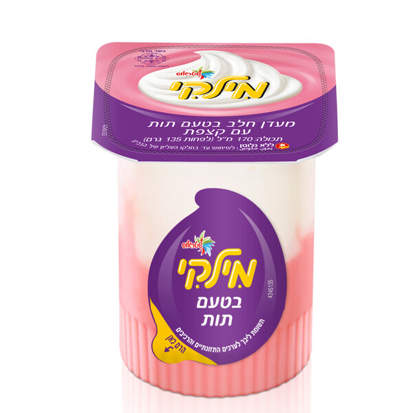 מעדן חלב בטעם תות עם קצפת מילקי שטראוס